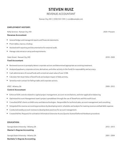 Revenue Accountant Resume
