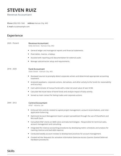 Revenue Accountant Resume