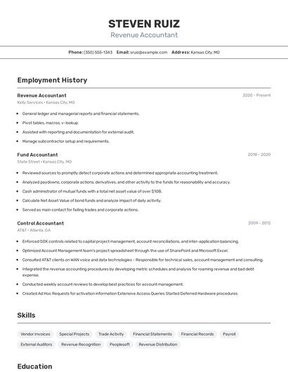 Revenue Accountant Resume