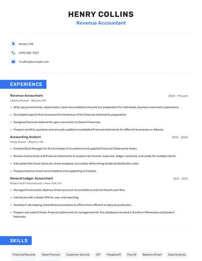 Revenue Accountant Resume