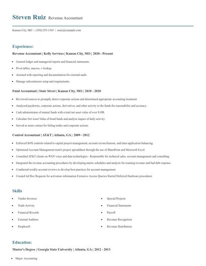 Revenue Accountant Resume