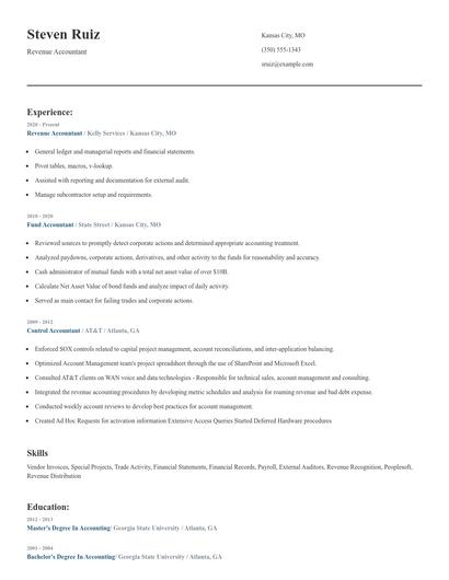 Revenue Accountant Resume