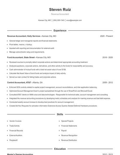 Revenue Accountant Resume