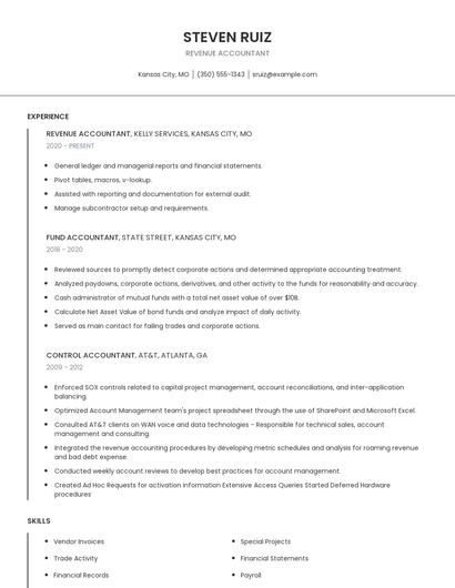 Revenue Accountant Resume