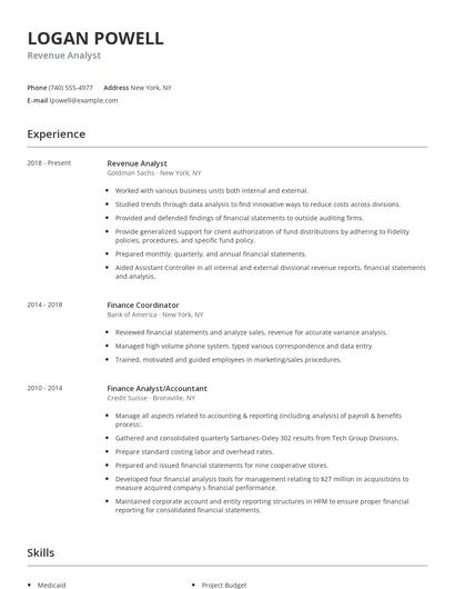 Revenue Analyst Resume