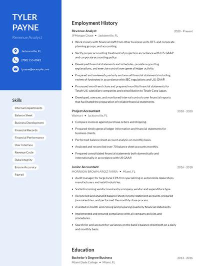 Revenue Analyst Resume