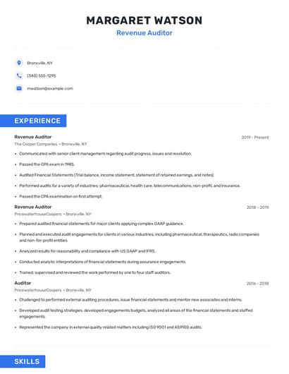 Revenue Auditor Resume