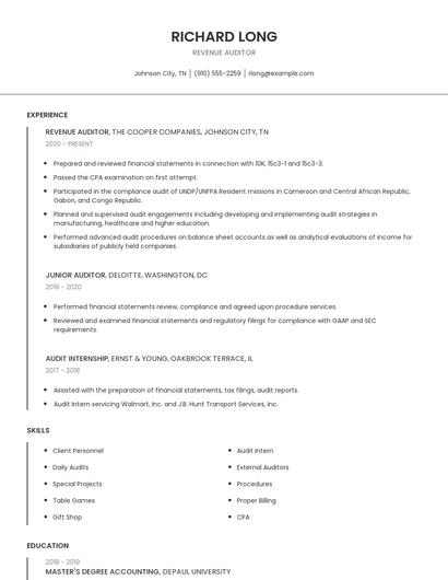 Revenue Auditor Resume