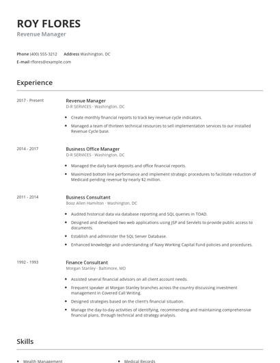 Revenue Manager Resume