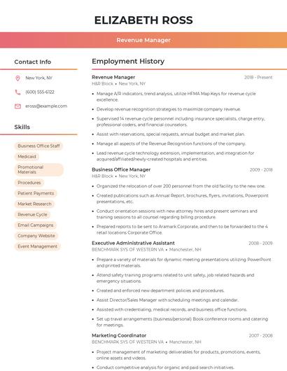 Revenue Manager Resume