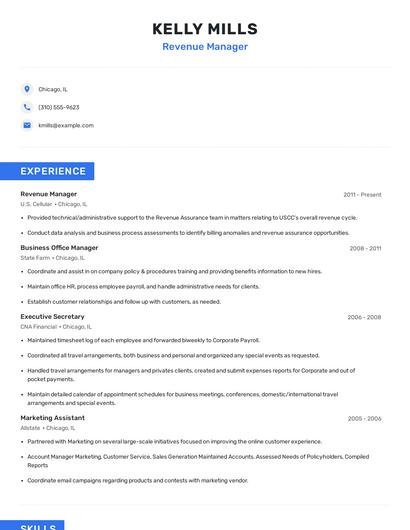 Revenue Manager Resume