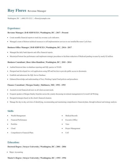 Revenue Manager Resume