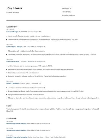 Revenue Manager Resume