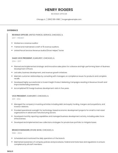 Revenue Officer Resume