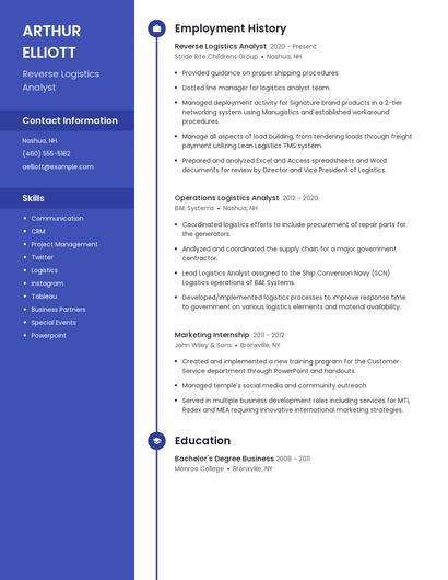 Reverse Logistics Analyst Resume