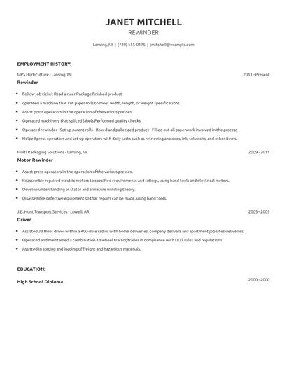 Rewinder Resume