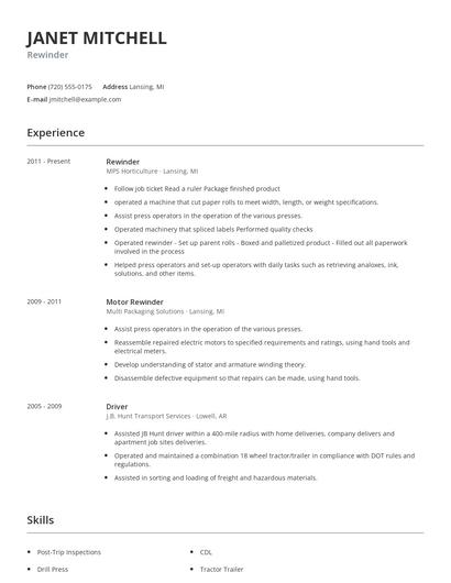 Rewinder Resume