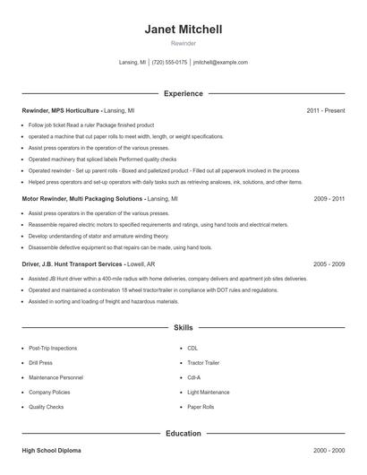 Rewinder Resume