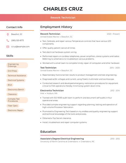 Rework Technician Resume