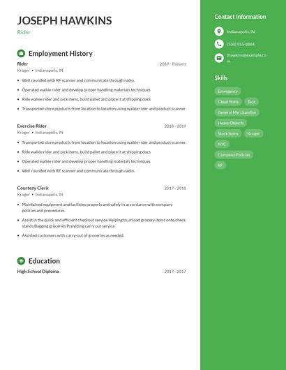 Rider Resume