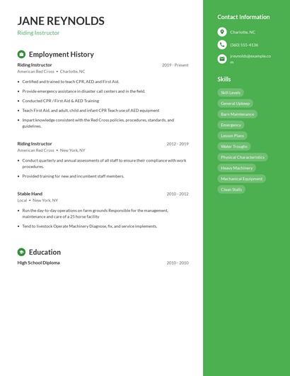 Riding Instructor Resume