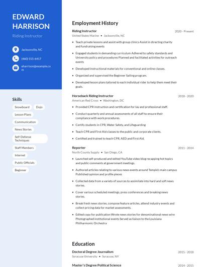 Riding Instructor Resume