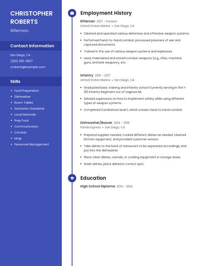 Rifleman Resume