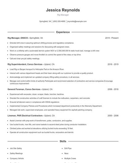 Resume example 1