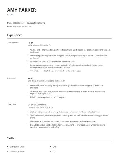 Riser Resume