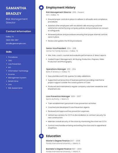 Risk Management Director Resume