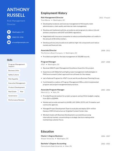 Risk Management Director Resume