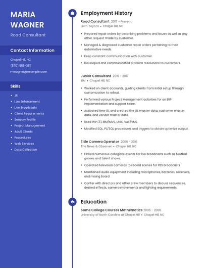 Road Consultant Resume