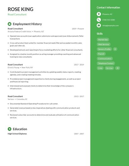 Road Consultant Resume