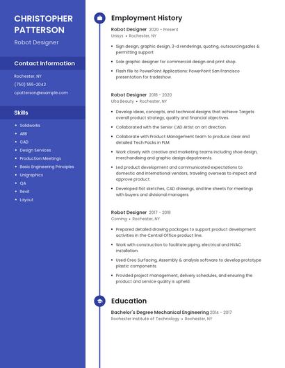 Robot Designer Resume