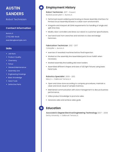 Robot Technician Resume