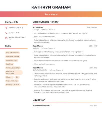 Rock Mason Resume