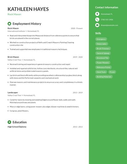 Rock Mason Resume