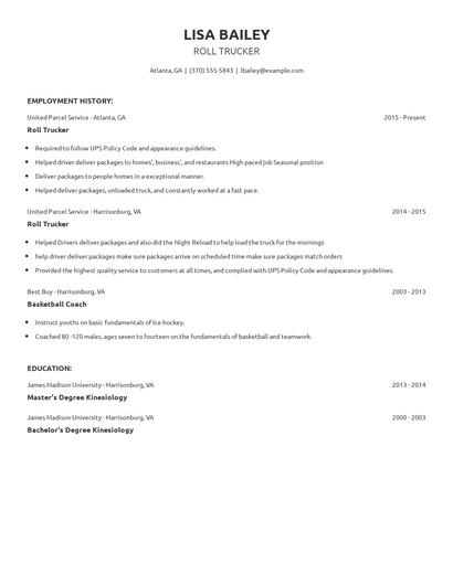 Roll Trucker Resume