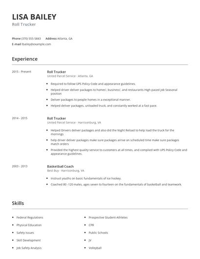 Roll Trucker Resume