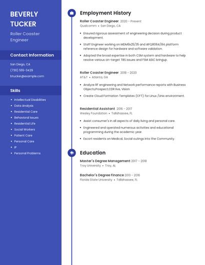 Roller Coaster Engineer Resume
