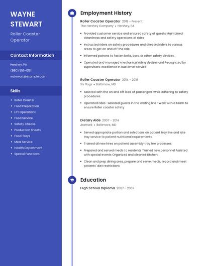 Roller Coaster Operator Resume