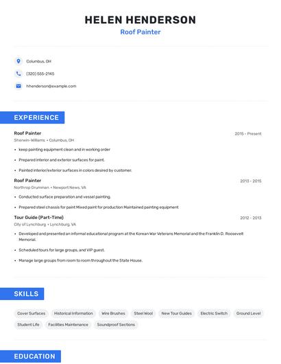 Roof Painter Resume