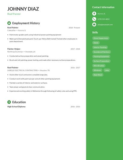 Roof Painter Resume