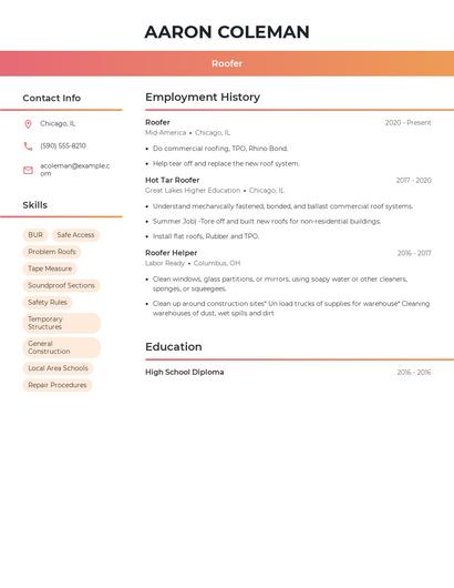 Roofer Resume