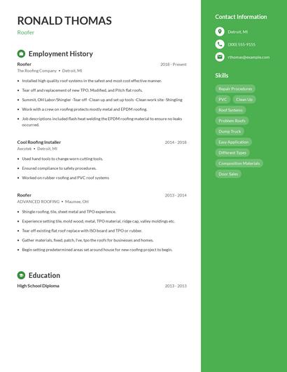 Roofer Resume