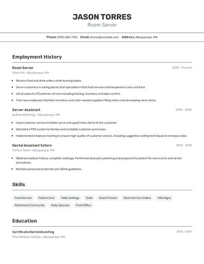 Room Server Resume
