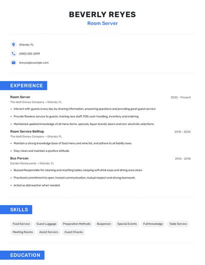Room Server Resume