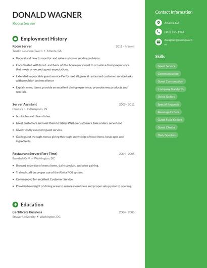Room Server Resume