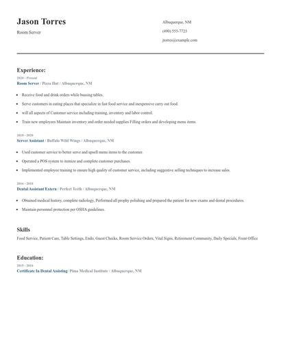 Room Server Resume