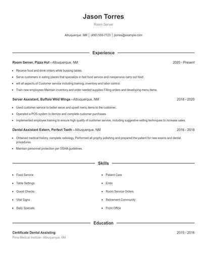Room Server Resume